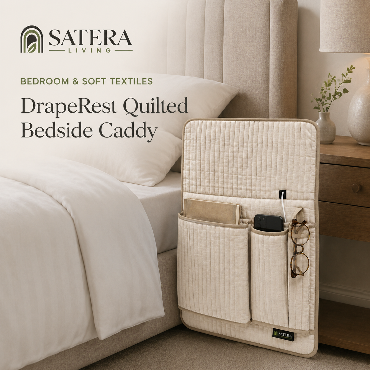 DrapeRest Quilted Bedside Caddy